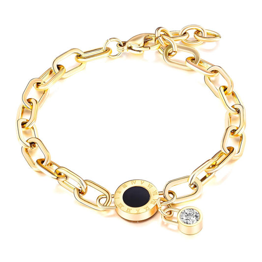 Zwarte steen armband - 18k  verguld